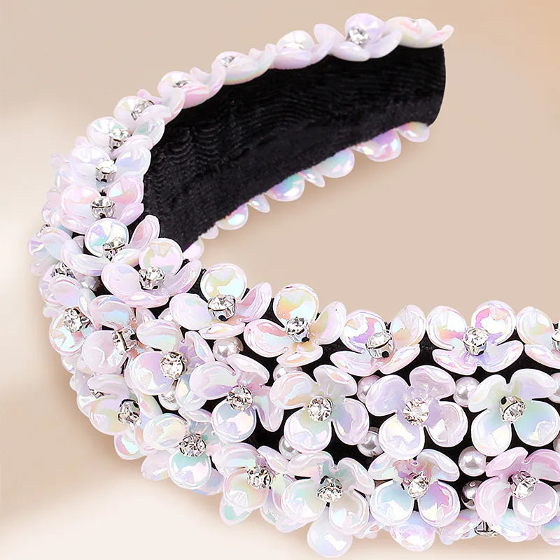 Princess Flower Cloth Inlay Rhinestones Hair Band