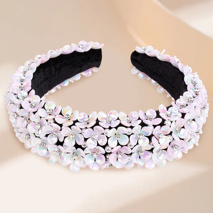 Princess Flower Cloth Inlay Rhinestones Hair Band