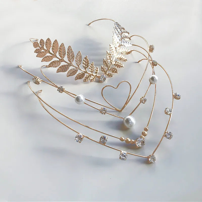 Princess Glam Leaf Metal Inlay Rhinestones Hairpin