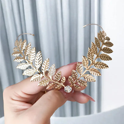 Princess Glam Leaf Metal Inlay Rhinestones Hairpin