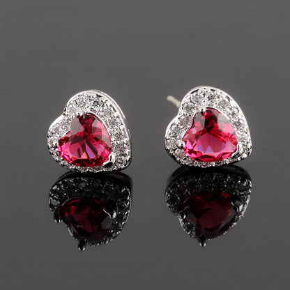 Princess Heart Shape Copper Alloy Plating Inlay Zircon Women's Ear Studs