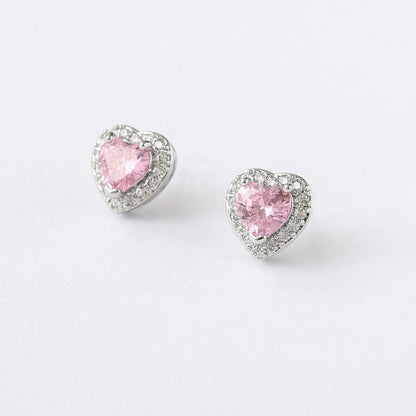 Princess Heart Shape Copper Alloy Plating Inlay Zircon Women's Ear Studs