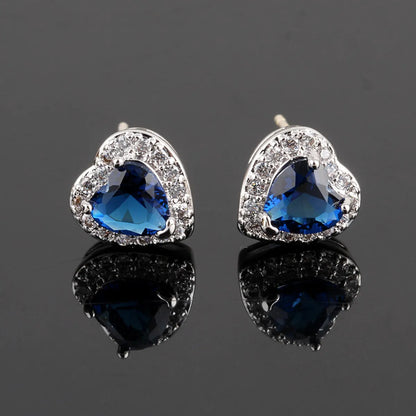 Princess Heart Shape Copper Alloy Plating Inlay Zircon Women's Ear Studs