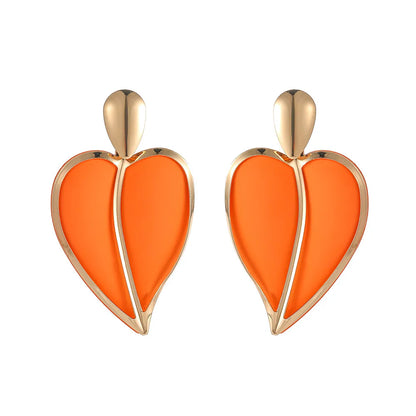 Princess Heart Shape Metal Spray Paint Plating Women'S Drop Earrings