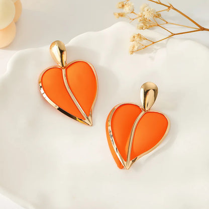 Princess Heart Shape Metal Spray Paint Plating Women'S Drop Earrings