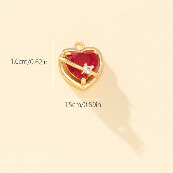 Princess Luxurious Shiny Heart Shape Glass Stone Alloy Wholesale Charms