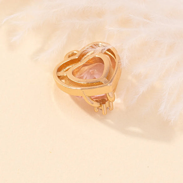 Princess Luxurious Shiny Heart Shape Glass Stone Alloy Wholesale Charms