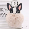Pu Leather And Plush Puppy Fur Ball Keychain For Car Pendant And Promotional Gifts