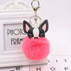Pu Leather And Plush Puppy Fur Ball Keychain For Car Pendant And Promotional Gifts