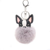 Pu Leather And Plush Puppy Fur Ball Keychain For Car Pendant And Promotional Gifts