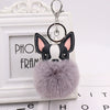 Pu Leather And Plush Puppy Fur Ball Keychain For Car Pendant And Promotional Gifts