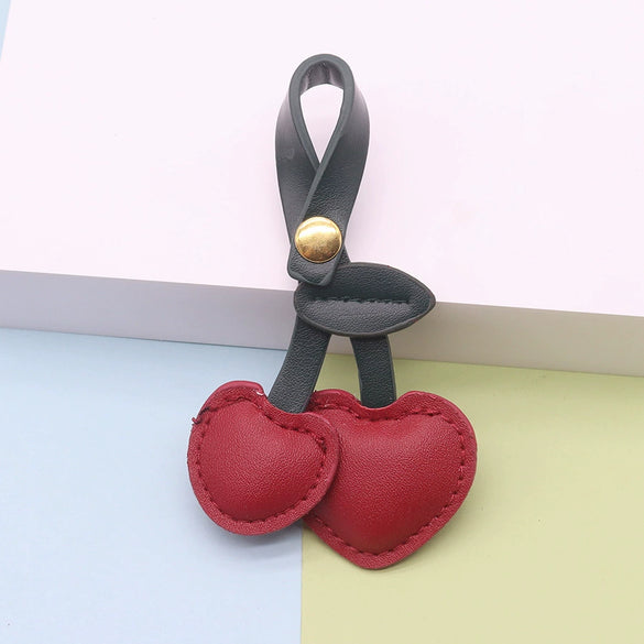 Pu Leather Cherry Keychain Pendant Pastoral Style For Men And Women
