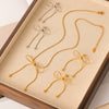 Pull Butterfly Design Women's Golden Titanium Steel Necklace With Electroplating Treatment Jewelry Set