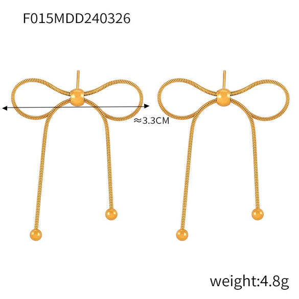 Pull Butterfly Design Women's Golden Titanium Steel Necklace With Electroplating Treatment Jewelry Set