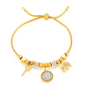 Pullout Buckle Jewelry Multielement Pendant 316L Stainless Steel Goldplated Geometric Bracelet