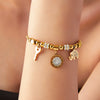 Pullout Buckle Jewelry Multielement Pendant 316L Stainless Steel Goldplated Geometric Bracelet