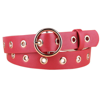 Punch-Free Women'S Pu Belt Korean Round Buckle Ladies Puffy Decorative Belt Wholesale Nihaojewelry