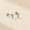Puncture Earrings S925 Silver Ins Cross Diamond Thread Ear Jewelry Electroplated For Women