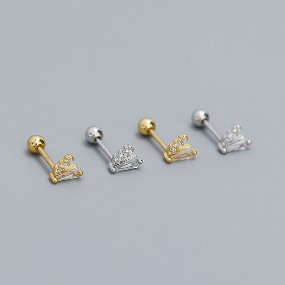 Puncture Earrings 925 Silver Geometric Electroplating Vshaped Screw Ear Nail