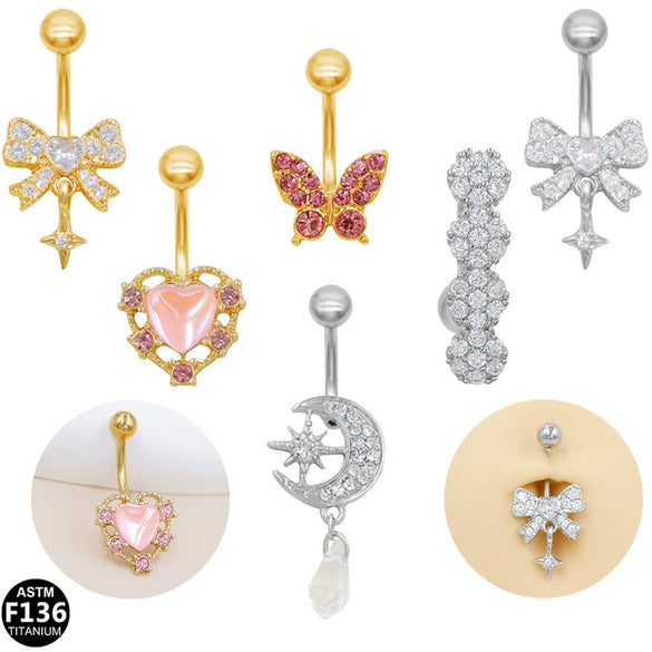 Puncture Jewelry Belly Button Ring Zinc Alloy Heart Shape Unisex