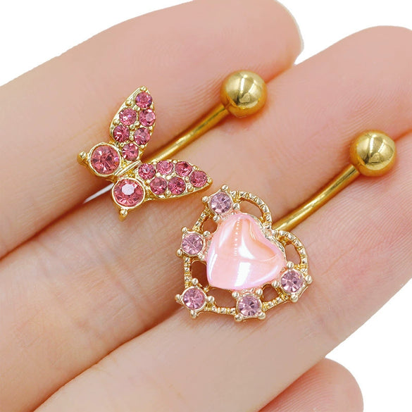 Puncture Jewelry Belly Button Ring Zinc Alloy Heart Shape Unisex