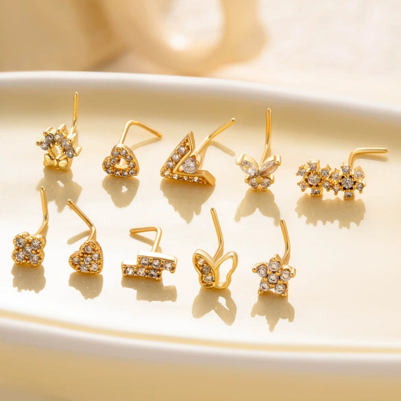 Puncture Jewelry Metal Heart Shape Electroplated For Women