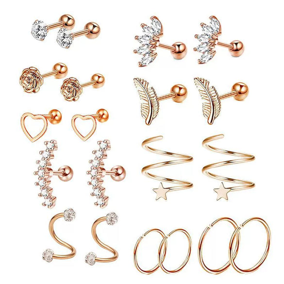 Puncture Jewelry Set Stainless Steel Star Fashion Earrings Ear Clip Ear Nail Cartilage Ear Bone