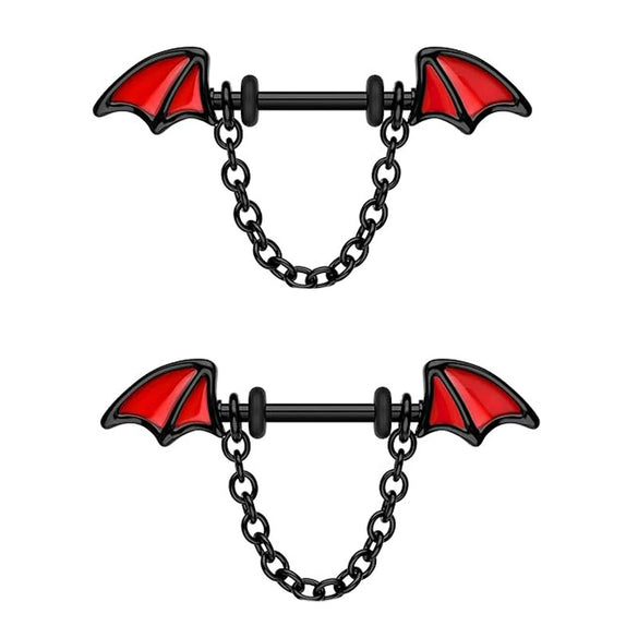 Puncture Jewelry Stainless Steel And Copper Bat Nose Ring Inverted Belly Button Ring Breast Ring Industrial Earrings Geometric Style Electroplated Unisex