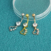 Puncture Jewelry Stainless Steel Geometric Belly Button Ring With Electroplating Treatment And Simple Style Plant Flowers Pattern