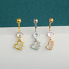 Puncture Jewelry Stainless Steel Geometric Belly Button Ring With Electroplating Treatment And Simple Style Plant Flowers Pattern