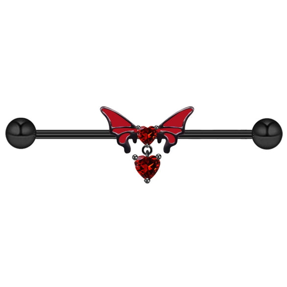Puncture Jewelry Stainless Steel Heartshaped Electroplated Belly Button Ring Bat Chest Ring Nose Nail Ear Bone Nail