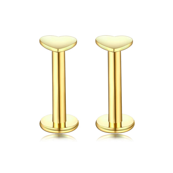 Puncture Jewelry Stainless Steel Heartshaped Lip Nail With Zircon And Electroplating Treatment