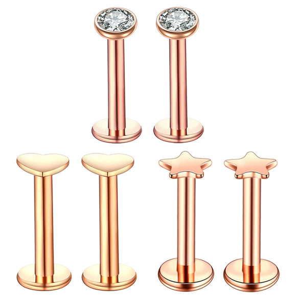 Puncture Jewelry Stainless Steel Heartshaped Lip Nail With Zircon And Electroplating Treatment