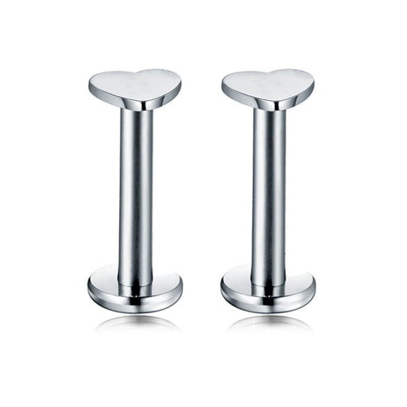 Puncture Jewelry Stainless Steel Heartshaped Lip Nail With Zircon And Electroplating Treatment