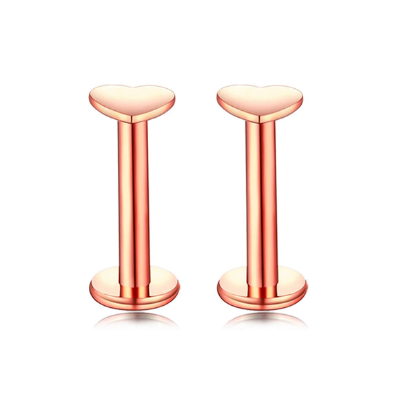 Puncture Jewelry Stainless Steel Heartshaped Lip Nail With Zircon And Electroplating Treatment