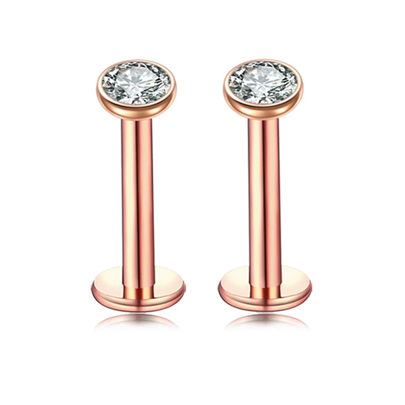 Puncture Jewelry Stainless Steel Heartshaped Lip Nail With Zircon And Electroplating Treatment