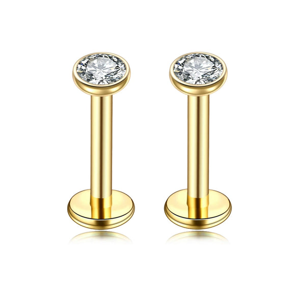 Puncture Jewelry Stainless Steel Heartshaped Lip Nail With Zircon And Electroplating Treatment