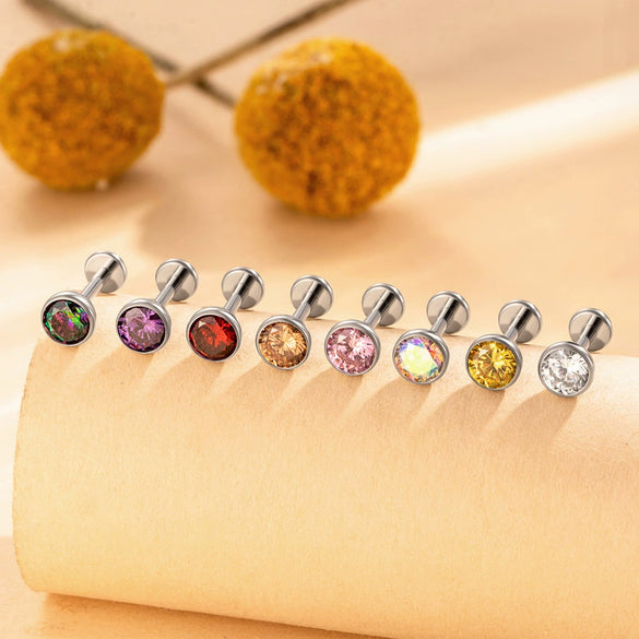 Puncture Jewelry Titanium Alloy Geometric Electroplated Zircon Lip Nail Tragium Ear Nail