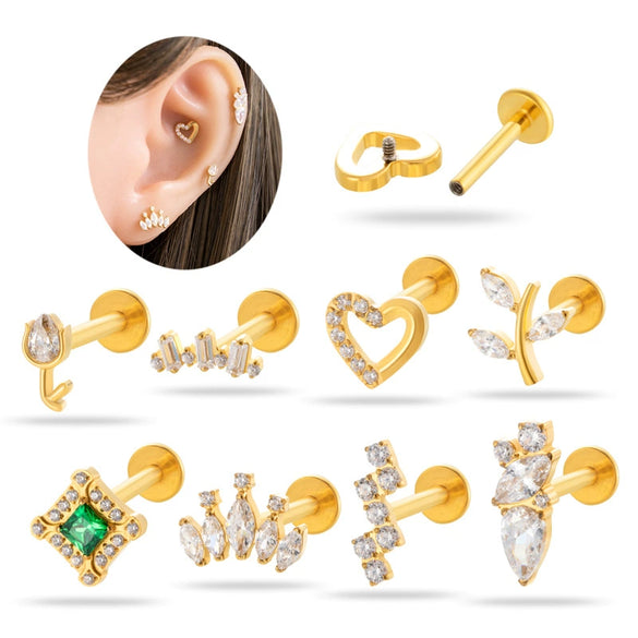 Puncture Jewelry Titanium Alloy Heart Shape Electroplated For Women