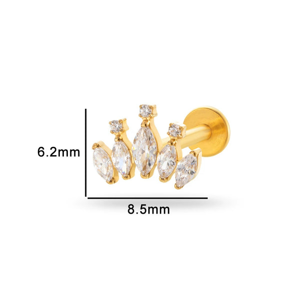 Puncture Jewelry Titanium Alloy Heart Shape Electroplated For Women