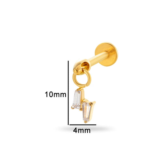 Puncture Jewelry Titanium Alloy Water Drop Shape Zircon Pendant With Inner Teeth Screw Rod Electroplated For Women
