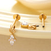 Puncture Jewelry Titanium Alloy Water Drop Shape Zircon Pendant With Inner Teeth Screw Rod Electroplated For Women