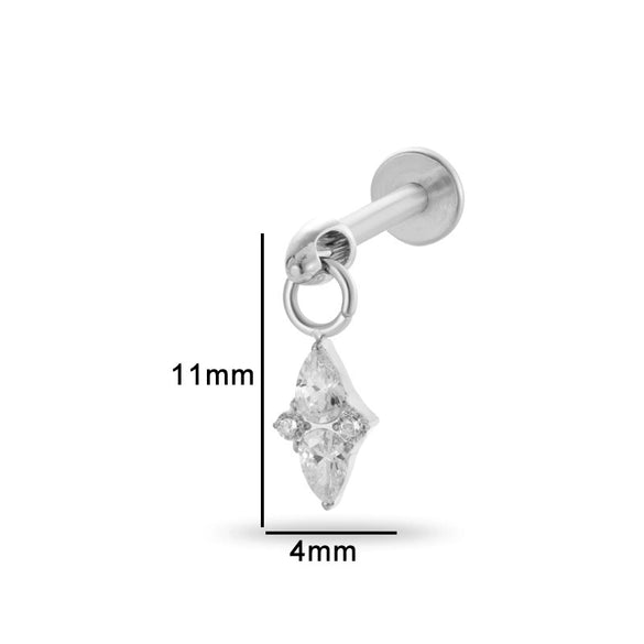 Puncture Jewelry Titanium Alloy Water Drop Shape Zircon Pendant With Inner Teeth Screw Rod Electroplated For Women