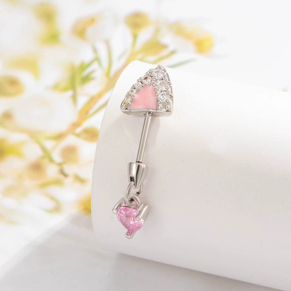 Puncture Jewelry Titanium Steel Love Cross Pendant With Kitten Ear Shape Animal Zodiac Pattern Electroplated For Women Fashion Style
