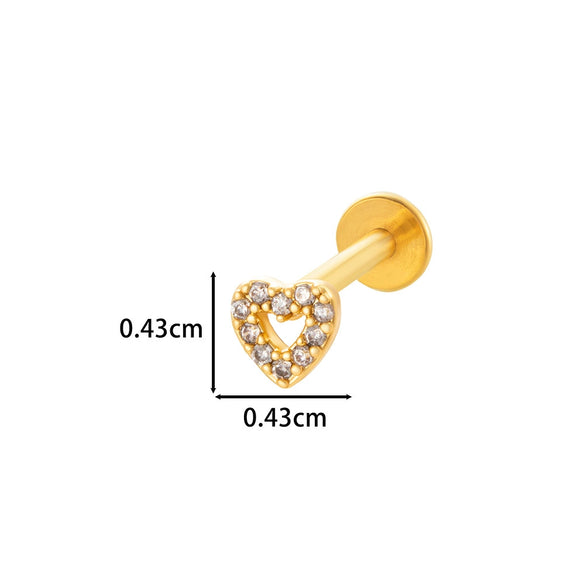 Puncture Ornaments Stainless Steel Copper Zircon Love Butterfly Bow Tie Electroplated For Women