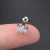 Puncture Stud Earrings Copper Inlaid Zircon Crown Shape Electroplated