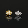 Puncture Stud Earrings Copper Inlaid Zircon Crown Shape Electroplated