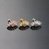 Puncture Stud Earrings Copper Inlaid Zircon Crown Shape Electroplated