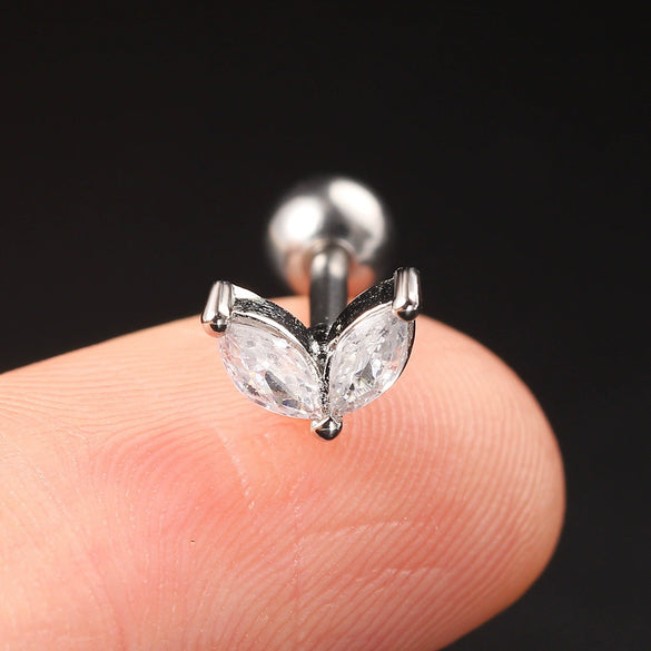 Puncture Stud Earrings Copper Inlaid Zircon Crown Shape Electroplated