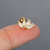 Puncture Stud Earrings Copper Inlaid Zircon Crown Shape Electroplated
